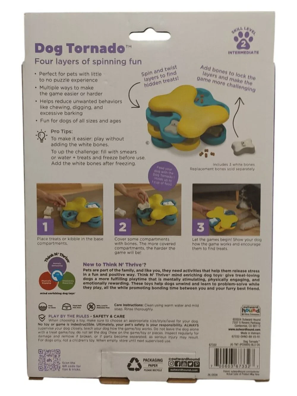 Outward Hound Dog Tornado Interactive Treat Puzzle Dog Toy 67332 Level 2